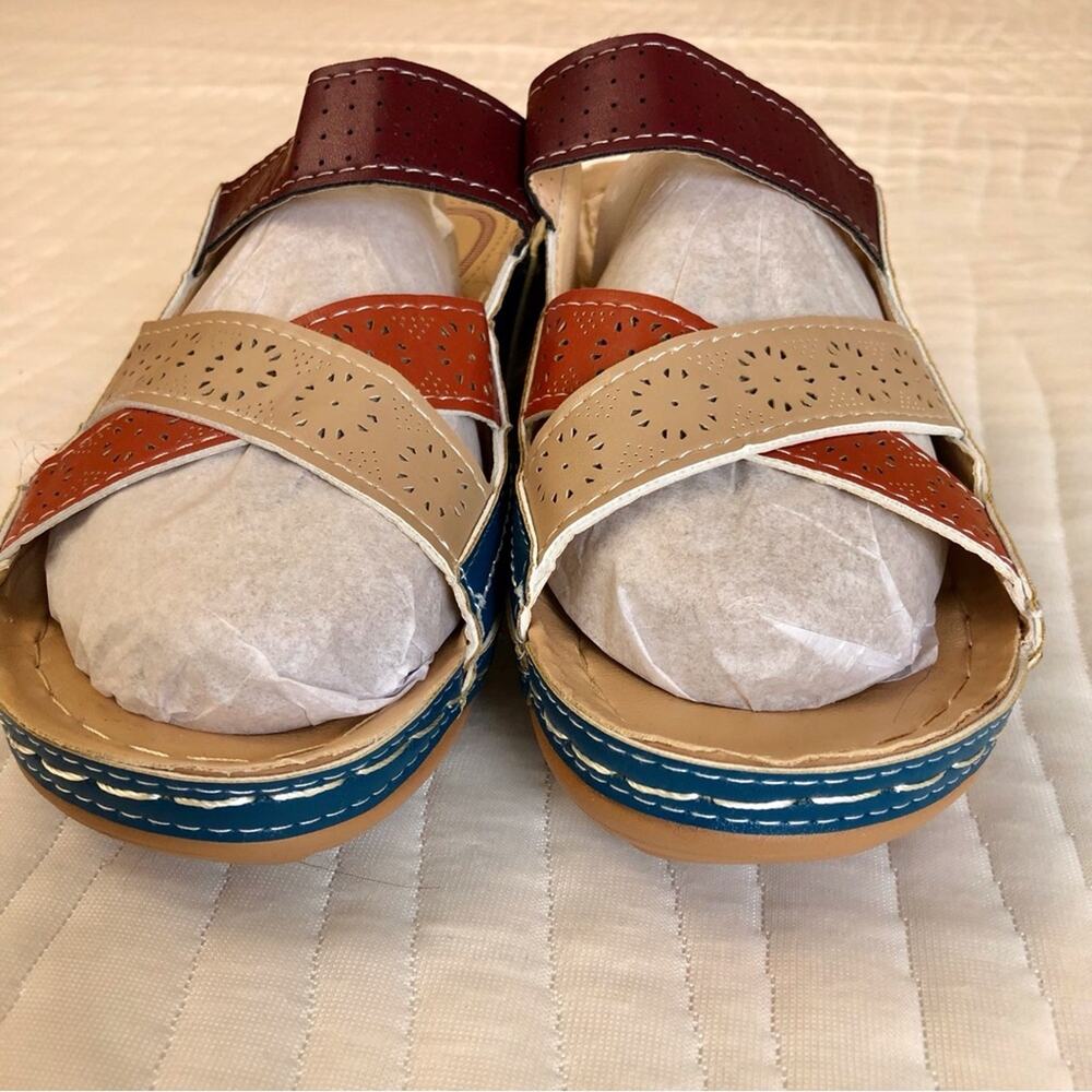 NWOT Multi Color Wedge Sandal - Picture 6 of 16